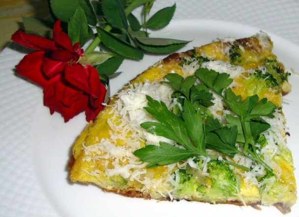 Omeleta s brokolicou a chrenom (fotorecept)
