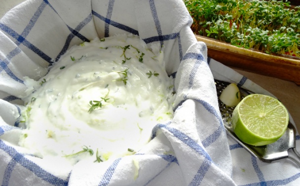 Labneh s limetkovou kůrou, česnekem a bylinkou (fotorecept) - obrázok 2