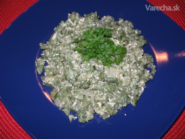 Špenátové halušky s tvarohom - Recept