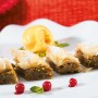 Baklava s medovo-pomarančovým sorbetom