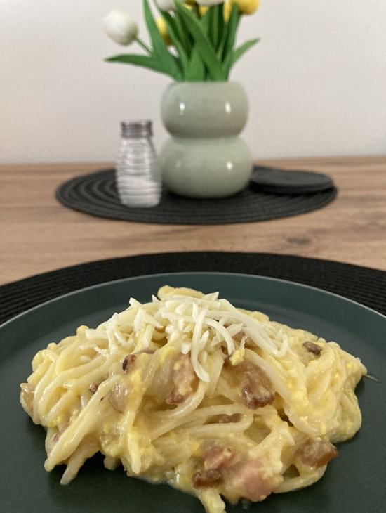 Falošné špagety carbonara (fotorecept)