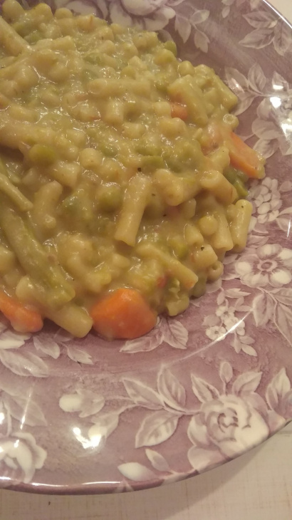 Hráškové krémové cestoviny - Pasta e piselli (fotorecept)