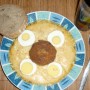 Zemiakovo-slaninový prívarok s vajcom a fašírkou ( fotorecept)