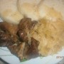 Pečené mäso, dusená kapusta, knedle (fotorecept)
