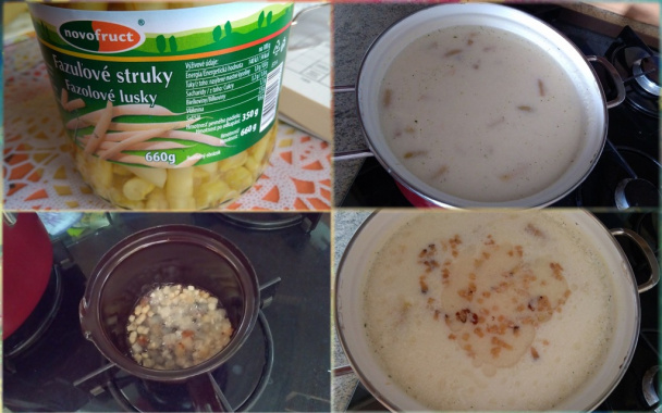 Polievka zo sterilizovaných fazuľových strukov s opraženou slaninou (fotorecept) - obrázok 3