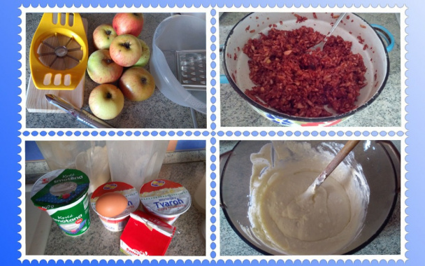 Hrnčekový jablkový koláč s tvarohom (fotorecept) - obrázok 2