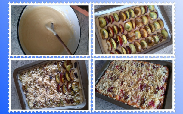 Hrnčekový slivkový jogurtový koláč s mrveničkou (fotorecept) - obrázok 4