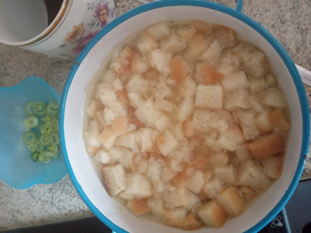 Chlebová polievka so zeleninou a sušenými hríbmi - obrázok 1