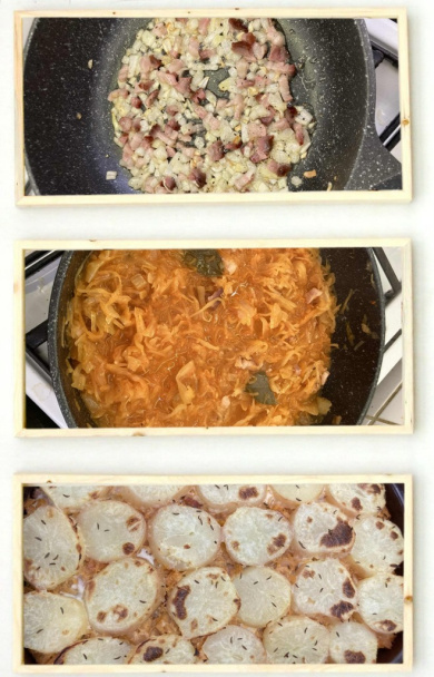 Zapekané zemiaky s kyslou kapustou a so slaninkou (fotorecept) - obrázok 4