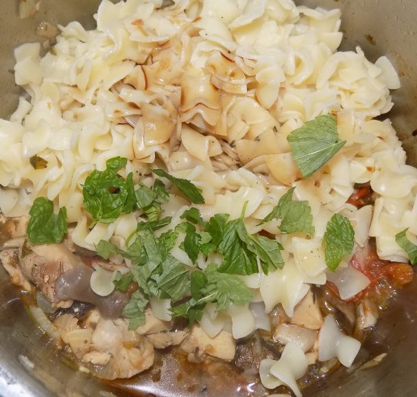 Kuracie mäso s cestovinami, hubami a paradajkami (fotorecept) - obrázok 6