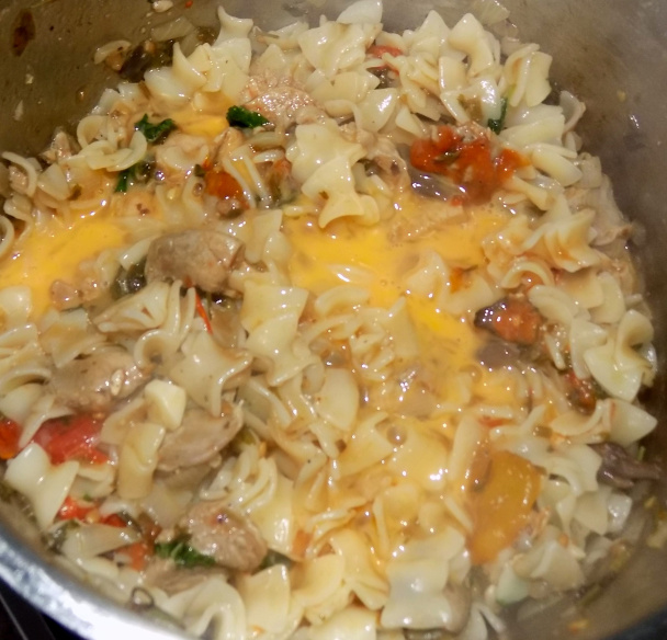 Kuracie mäso s cestovinami, hubami a paradajkami (fotorecept) - obrázok 7