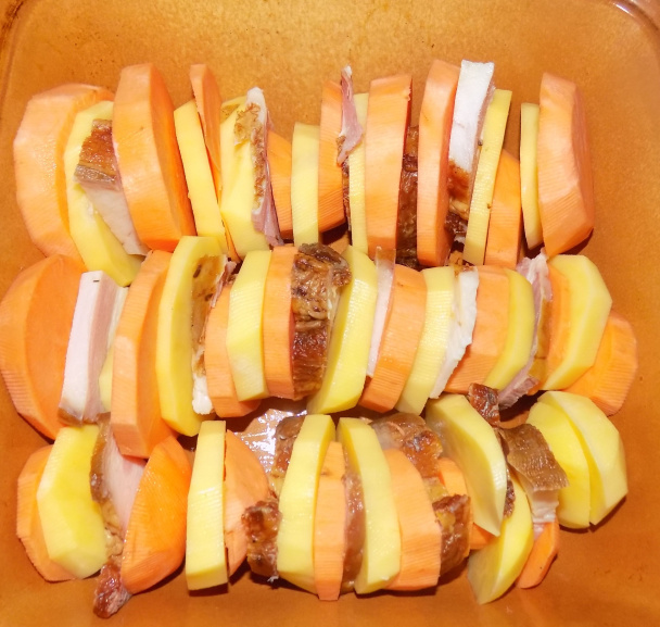 Pečené zemiaky s batatmi a so slaninou - na dvojaké použitie (fotorecept) - obrázok 2