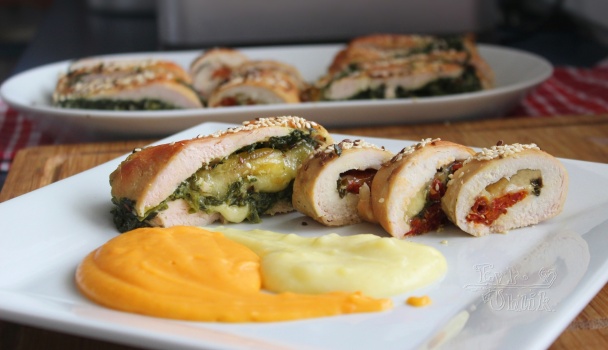 Kuracie rolády so zemiakovo-mrkvovým pyré a paradajkovo-baklažánovou salsou (fotorecept) - obrázok 8