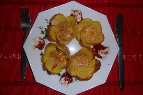 Pečené plnené zemiaky ako kvetinka (fotorecept) - obrázok 5