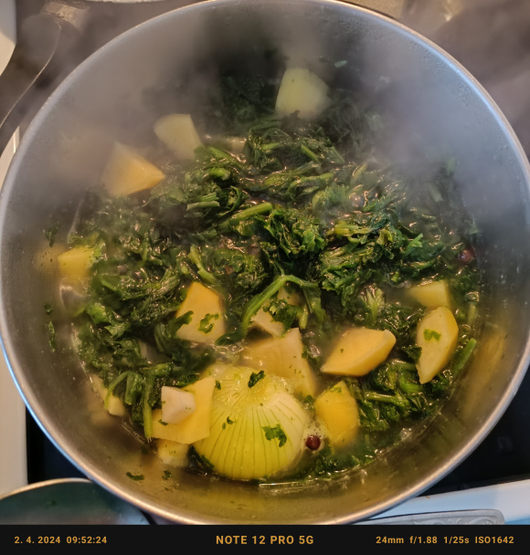 Špenát so zemiakmi varený v jednom hrnci (fotorecept) - obrázok 3