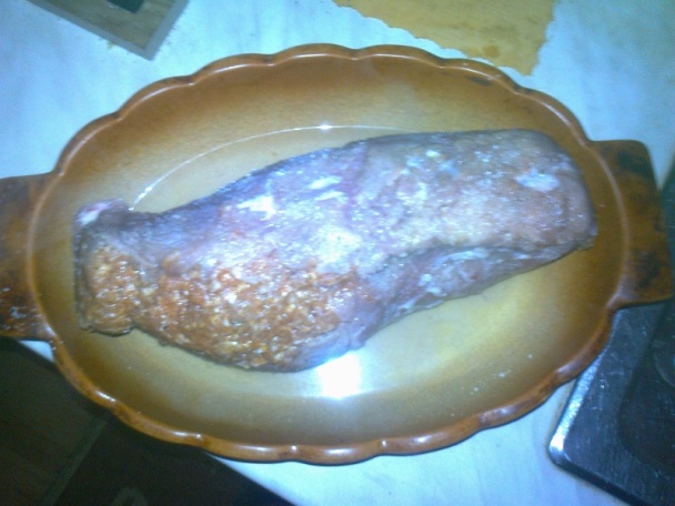 Pečená plnená bravčová sviečková a opekané zemiaky - obrázok 2