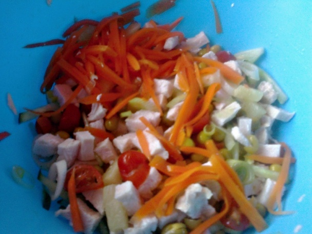 Morčací šalát s ananásom a jarnou zeleninou (fotorecept) - obrázok 3