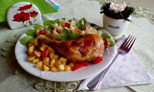 Panvicové pečené kuracie stehná na červenom víne s karamelizovanou dulou (fotorecept) - obrázok 12