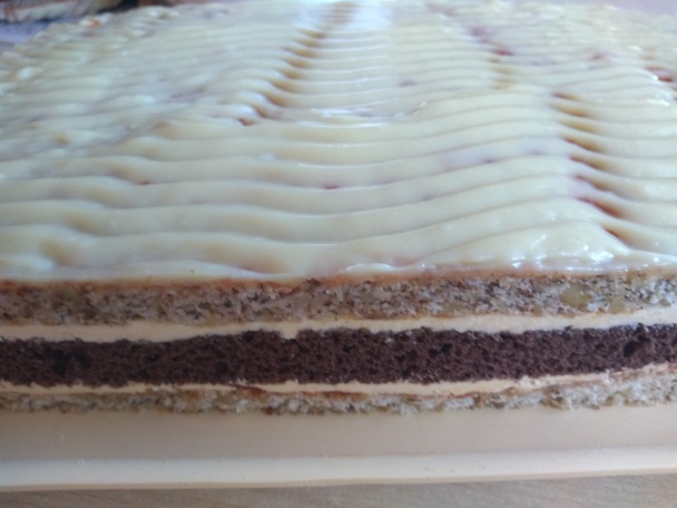 Orechovo-kakaové rezy so žĺtkovým krémom s griotkou (fotorecept) - obrázok 16