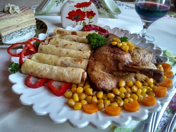 Pečené kačacie stehno s kukuricou a lokšami (fotorecept) - obrázok 15