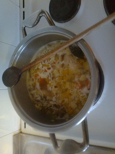 Sýta polievka z pasírovanej koreňovej zeleniny s kurčaťom a haluškami (fotorecept) - obrázok 5