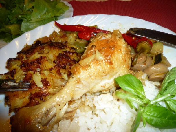 2 v jednom: Pečené kuracie stehná, kopček zemiakov (fotorecept) - obrázok 6