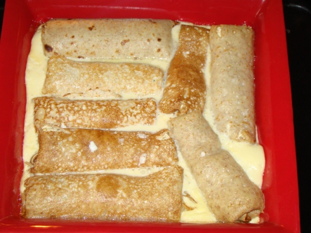Zapekané palacinky z ovsenných vločiek s náplňou z bieleho a údeného tofu. - obrázok 3