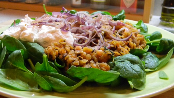 Špenátový šalát s korenenou šošovicou a kozím syrom (fotorecept) - obrázok 5