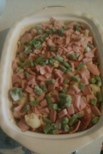 Zapekané zemiaky s kuracím mäsom a karfiolom (fotorecept) - obrázok 4