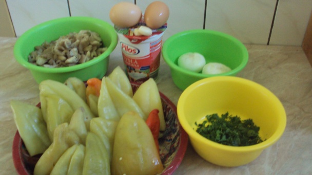 Pečené papriky plnené hubami (fotorecept) - obrázok 1