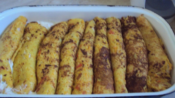 Tekvicové palacinky plnené tvarohom so šunkou (fotorecept) - obrázok 7