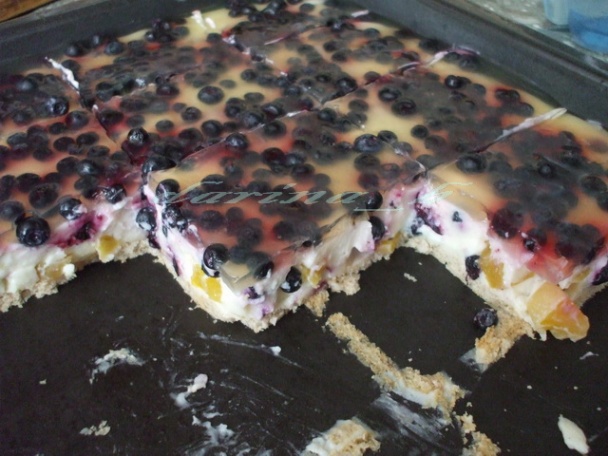 Tvarohovo - pudingové rezy s ovocím - obrázok 6