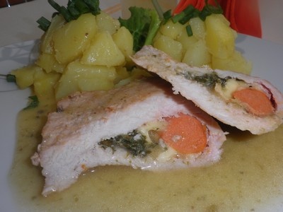 Plnené plátky bravčového karé s bylinkovo-vínovovou omáčkou (fotorecept) - obrázok 8