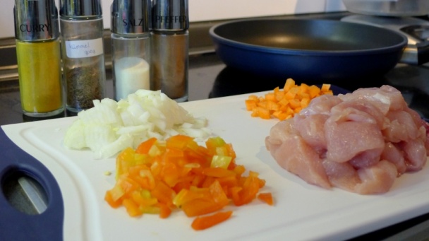 Kuracie mäso na curry a rasci - obrázok 1