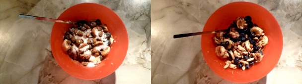 Palacinky s Nutellou, restovaným ovocím a mandľami - obrázok 3