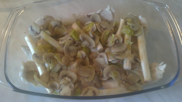 Kuracie prsia zapekané so šampiňónmi a špargľou - obrázok 3