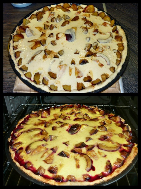 Slivkový koláč smotanou preliaty (fotorecept) - obrázok 4