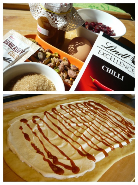 Snehový veniec s pistáciami, čokoládou, brusnicami a karamelom (fotorecept) - obrázok 3