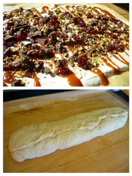 Snehový veniec s pistáciami, čokoládou, brusnicami a karamelom (fotorecept) - obrázok 4