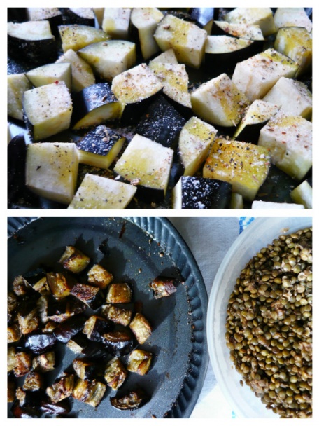 Zelená šošovica s pečeným baklažánom v pita chlebe (fotorecept) - obrázok 2