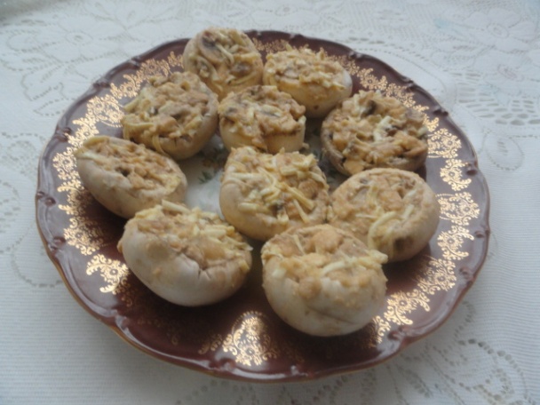 Plnené šampiňóny smažené - obrázok 4