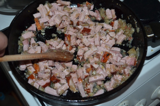 Hrachovo-krúpová kaša s údeným na hubách (fotorecept) - obrázok 8