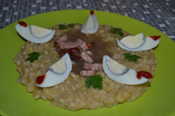 Hrachovo-krúpová kaša s údeným na hubách (fotorecept) - obrázok 15