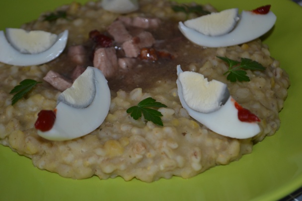 Hrachovo-krúpová kaša s údeným na hubách (fotorecept) - obrázok 16