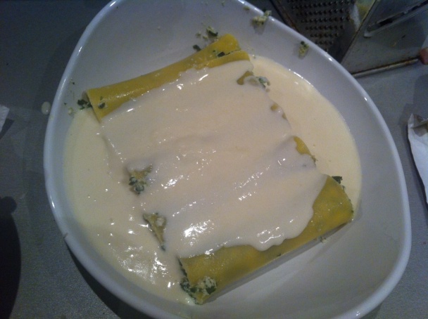 Cannelloni plnené ricottovou plnkou a syrovou omáčkou - obrázok 5