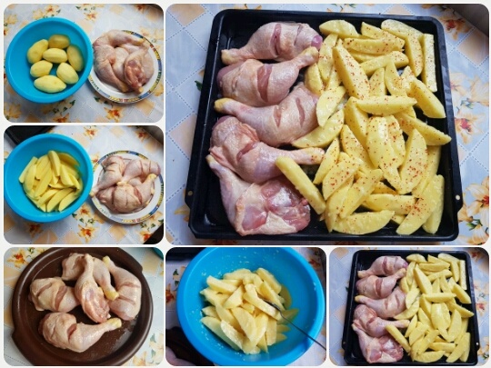 Pečené cibuľovo-cesnakové zemiaky s kuracími stehnami a domácou tatárkou (fotorecept) - obrázok 3
