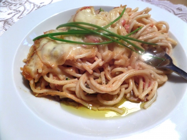 Jednoduché zapečené špagety - obrázok 1