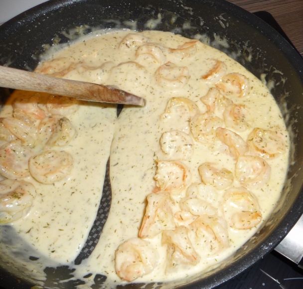 Cestoviny s krevetami (à la crème fraîche) - obrázok 4