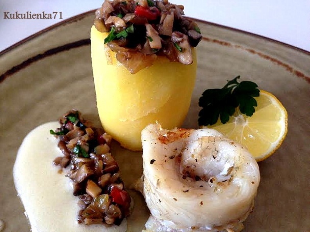 Zubáč na masle so zemiakom plneným hubami (fotorecept) - obrázok 7