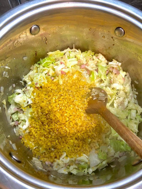 Kel s bulgurom na slaninke (fotorecept) - obrázok 1